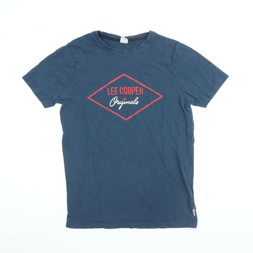 Lee Cooper Mens Blue Cotton T-Shirt Size S Round Neck - Lee Cooper Originals