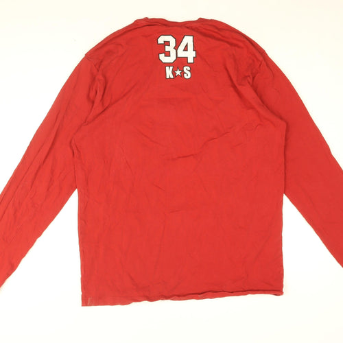 KS 34 Mens Red Cotton T-Shirt Size XL Round Neck - Kevin Schwantz 34