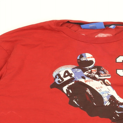 KS 34 Mens Red Cotton T-Shirt Size XL Round Neck - Kevin Schwantz 34