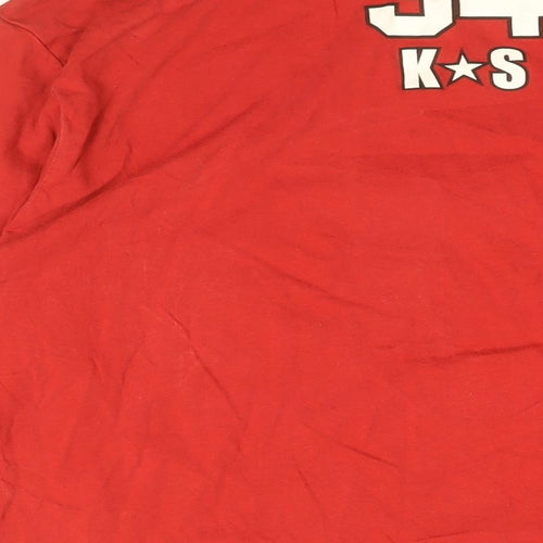 KS 34 Mens Red Cotton T-Shirt Size XL Round Neck - Kevin Schwantz 34