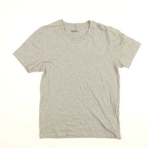 HUGO BOSS Mens Grey Cotton T-Shirt Size S Round Neck