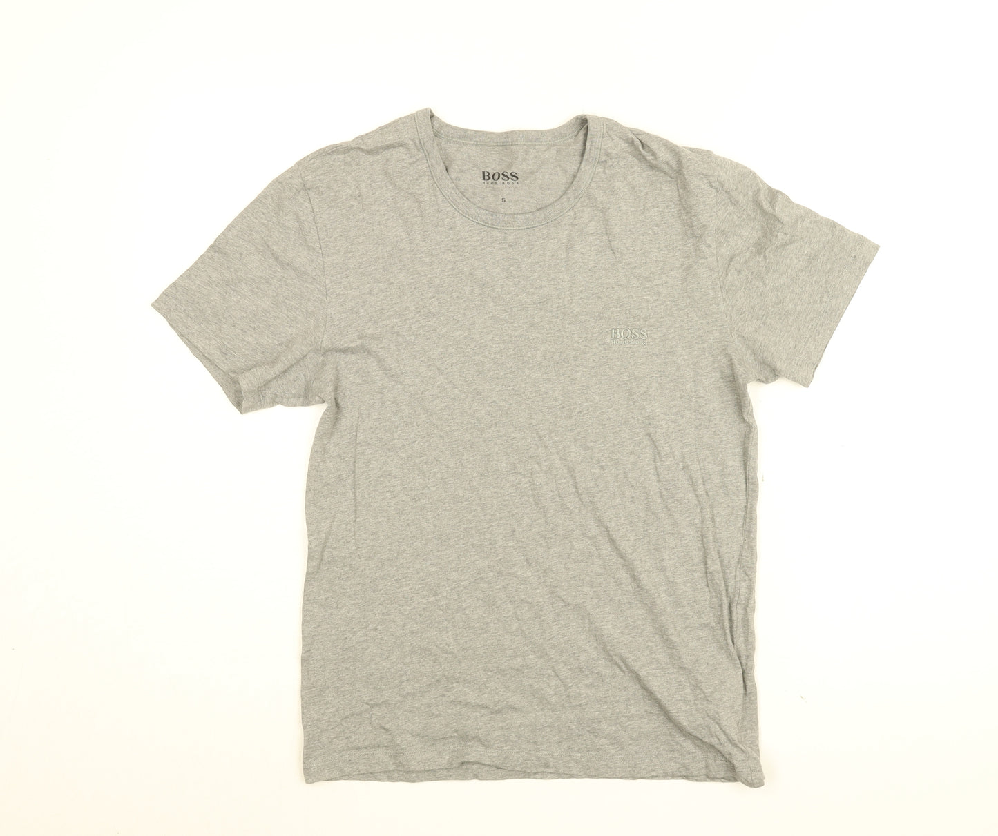 HUGO BOSS Mens Grey Cotton T-Shirt Size S Round Neck