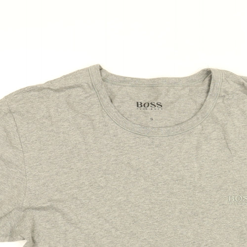HUGO BOSS Mens Grey Cotton T-Shirt Size S Round Neck