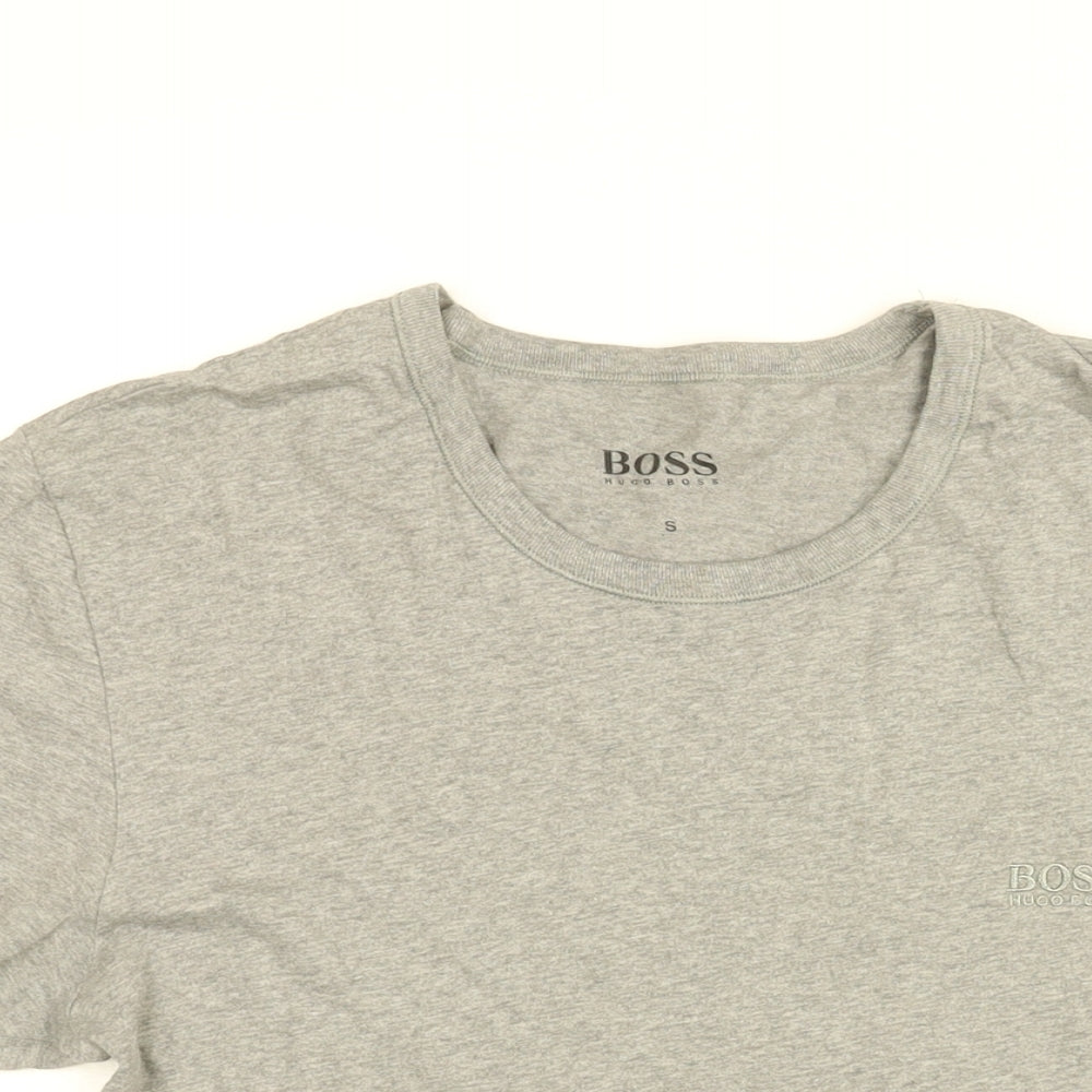 HUGO BOSS Mens Grey Cotton T-Shirt Size S Round Neck