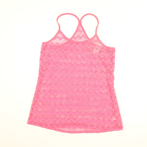 PINK Womens Pink Polyamide Basic T-Shirt Size XS Round Neck