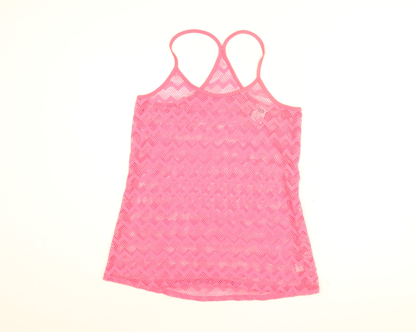 PINK Womens Pink Polyamide Basic T-Shirt Size XS Round Neck