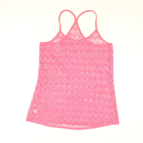 PINK Womens Pink Polyamide Basic T-Shirt Size XS Round Neck