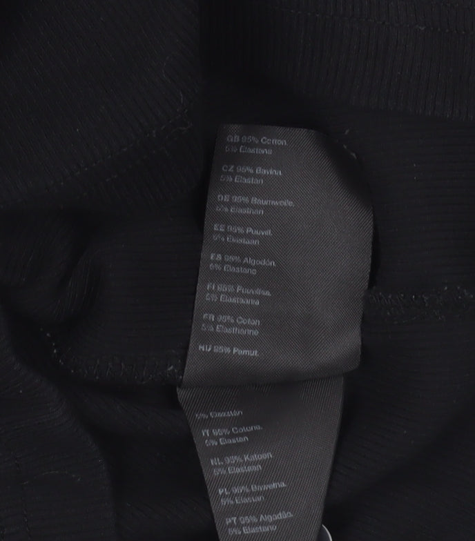 Weekday Black Cropped Polo Shirt XS