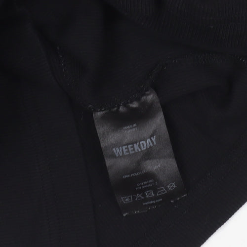 Weekday Black Cropped Polo Shirt XS