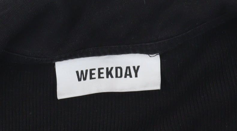 Weekday Black Cropped Polo Shirt XS