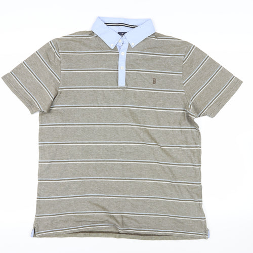 Marks and Spencer Brown Striped Polo Shirt L