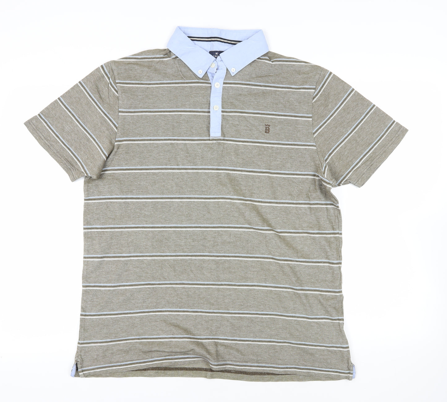 Marks and Spencer Brown Striped Polo Shirt L