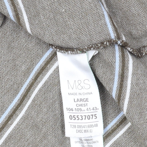 Marks and Spencer Brown Striped Polo Shirt L