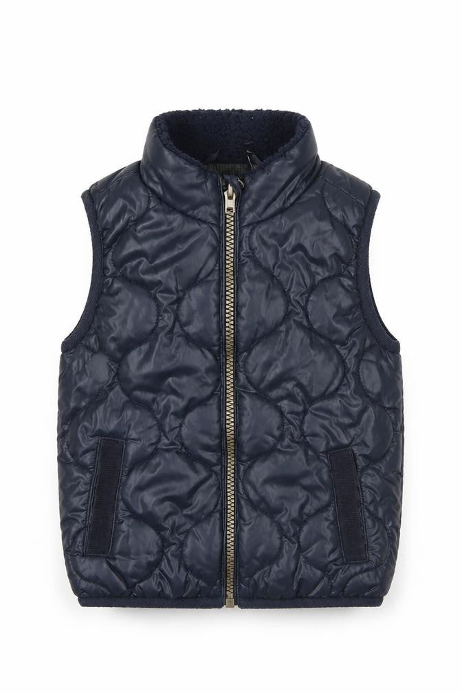 Front view of Next Blue unisex toddler puffer jacket 12-18 months