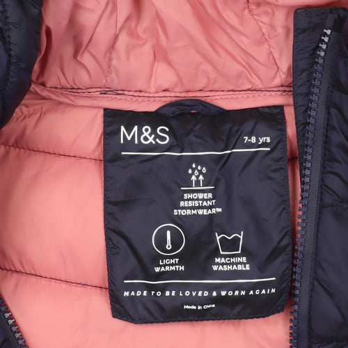 Marks and Spencer Boys Blue Puffer Jacket 7-8 Years