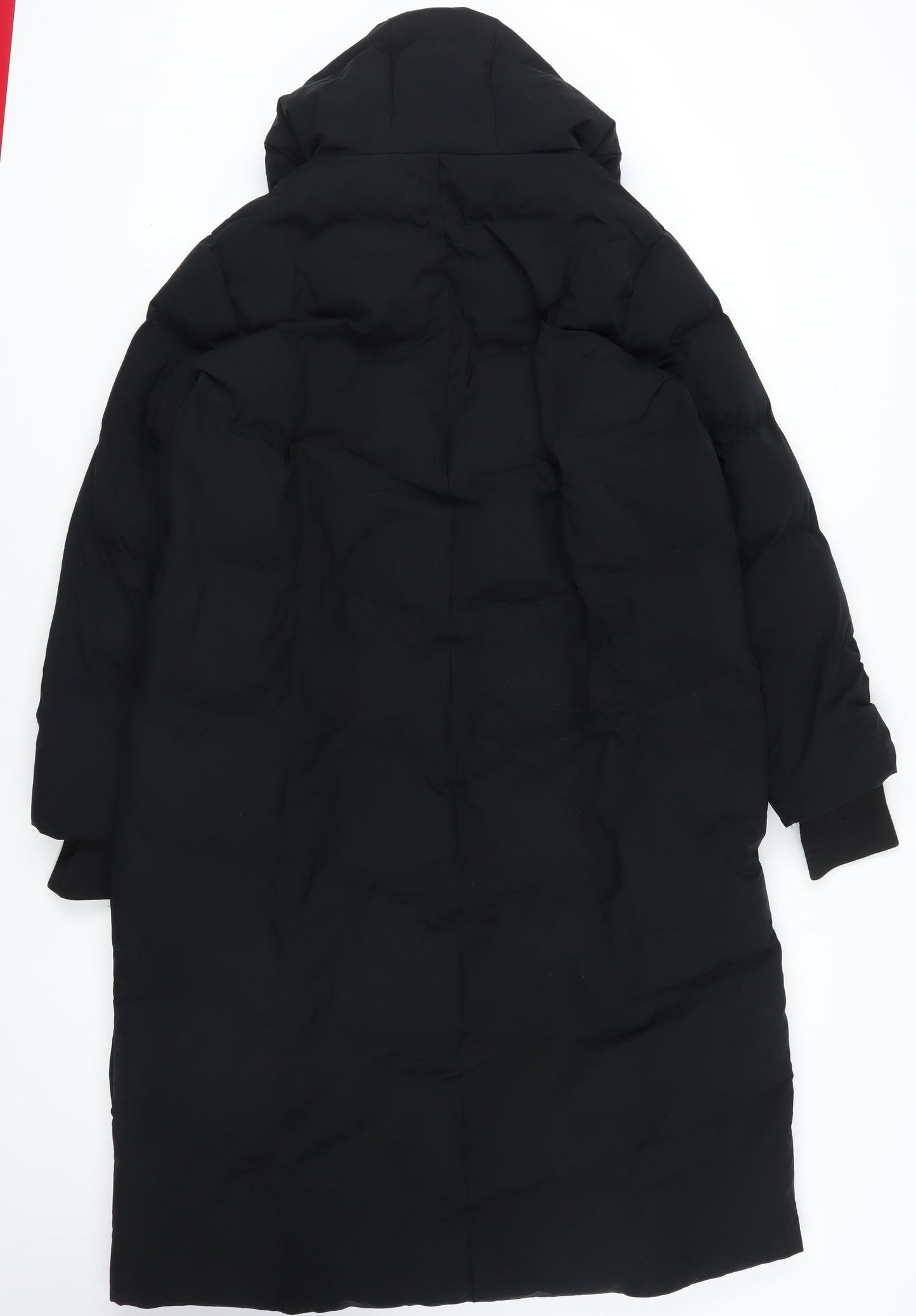 M&S Black Long Puffer Coat, Size 12, Hooded Winter Warmth