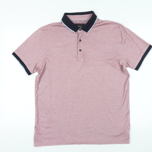 Remus Uomo Pink Polo Shirt L Short Sleeve Cotton Blend