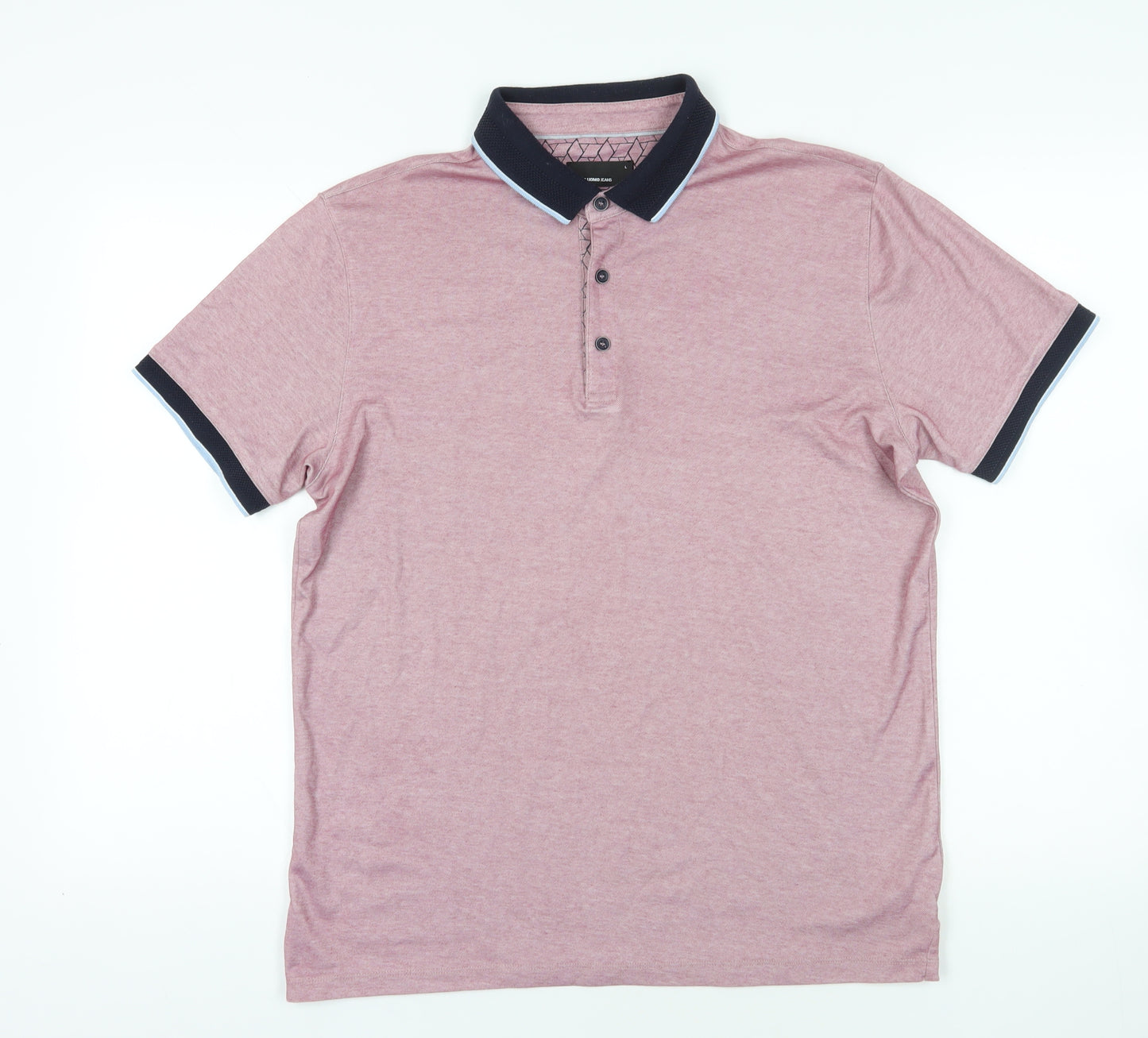 Remus Uomo Pink Polo Shirt L Short Sleeve Cotton Blend