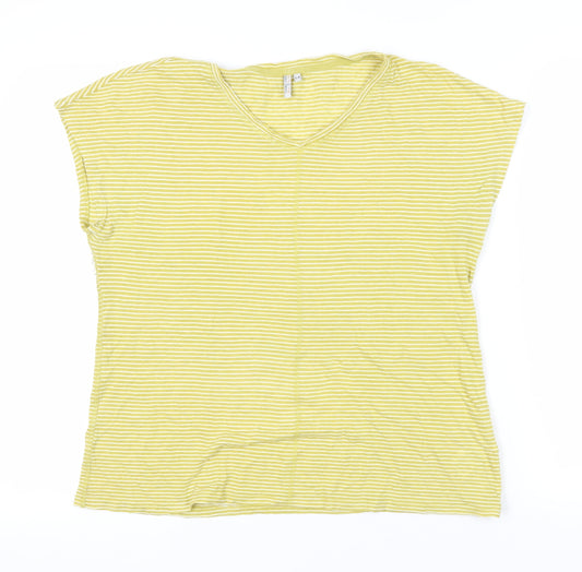 Seasalt Cornwall Yellow Striped Linen T-Shirt Size 14