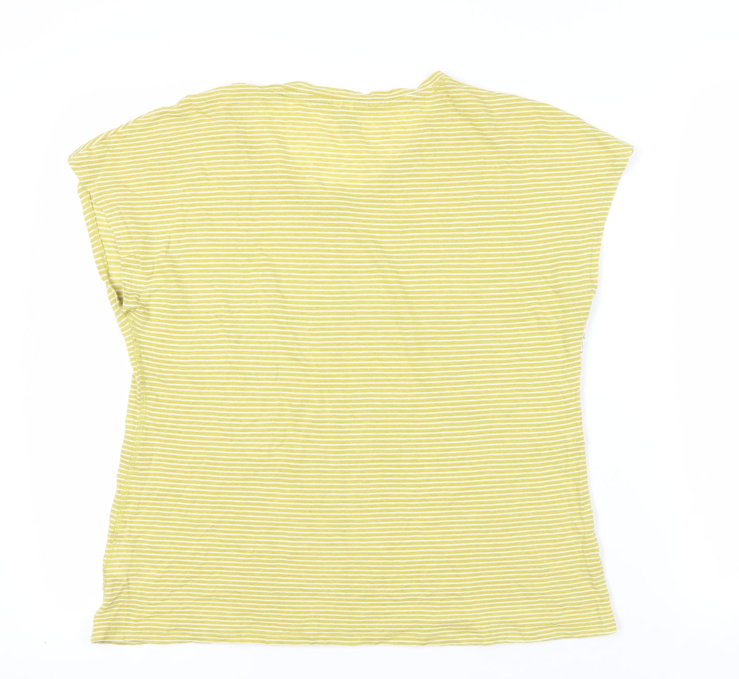 Seasalt Cornwall Yellow Striped Linen T-Shirt Size 14