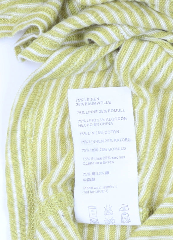 Seasalt Cornwall Yellow Striped Linen T-Shirt Size 14