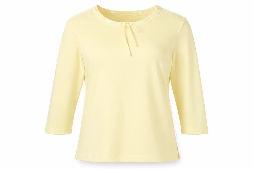 Front view of Damart Yellow 3/4 Sleeve Blouse -, size 16