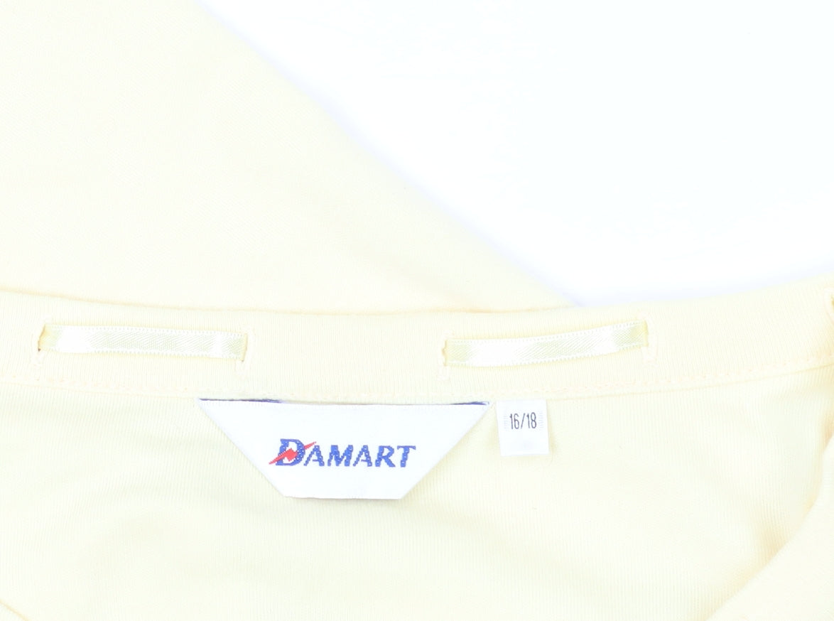 Damart Yellow 3/4 Sleeve Blouse - Size 16