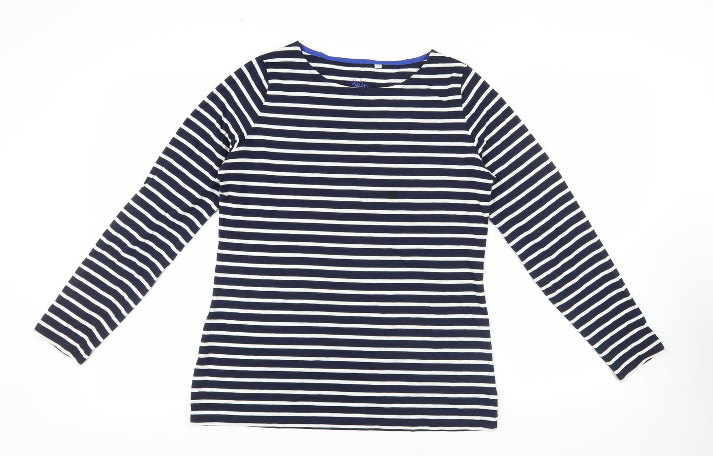 Boden Striped Blue White Long Sleeve T-Shirt UK 14