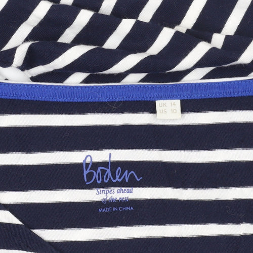 Boden Striped Blue White Long Sleeve T-Shirt UK 14