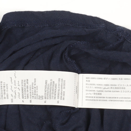 Hollister Blue Stripe XS Women's V-Neck T-Shirt