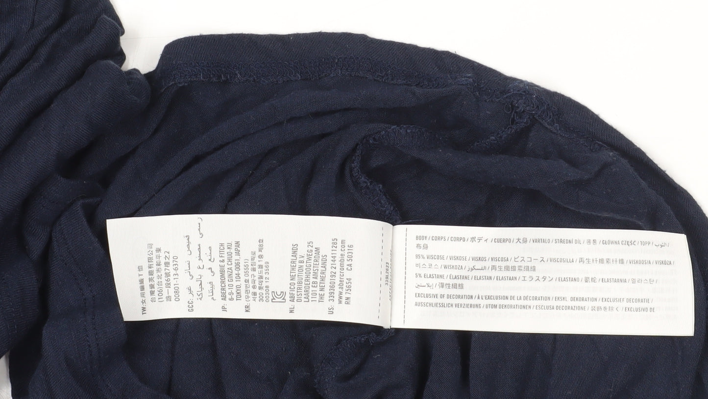 Hollister Blue Stripe XS Women's V-Neck T-Shirt