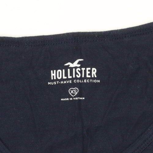 Hollister Blue Stripe XS Women's V-Neck T-Shirt