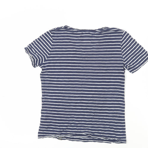 Superdry Blue Striped V-Neck T-Shirt Size 10