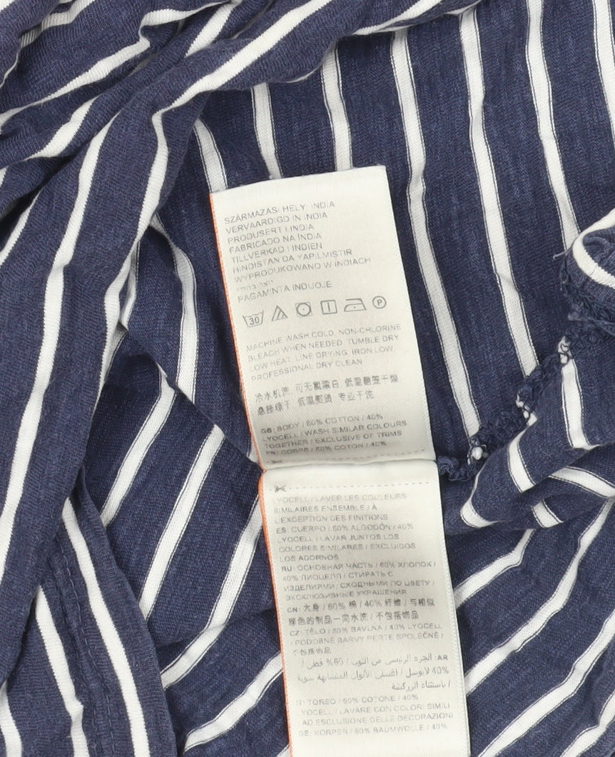 Superdry Blue Striped V-Neck T-Shirt Size 10