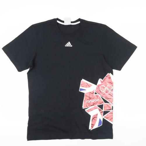 adidas Black Graphic Print Men's T-Shirt, Size M