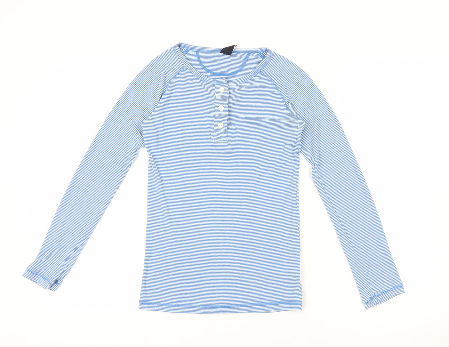 Gap Blue Striped Henley Long Sleeve Top M