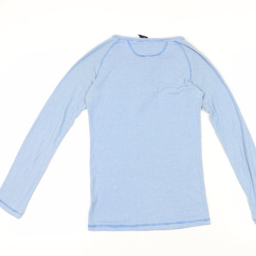 Gap Blue Striped Henley Long Sleeve Top M