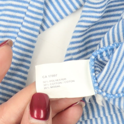 Gap Blue Striped Henley Long Sleeve Top M