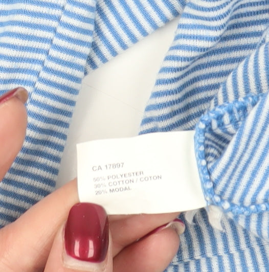 Gap Blue Striped Henley Long Sleeve Top M