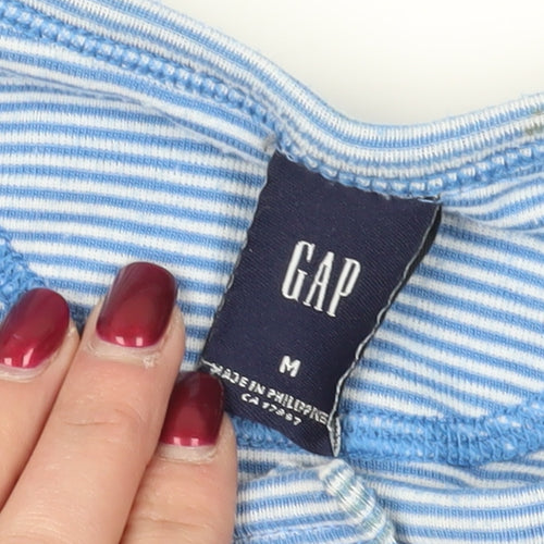 Gap Blue Striped Henley Long Sleeve Top M