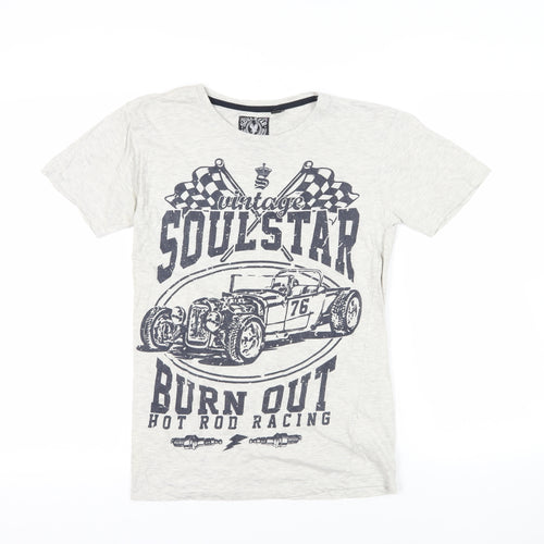 Soul Star White Graphic T-Shirt M Vintage Racing Style
