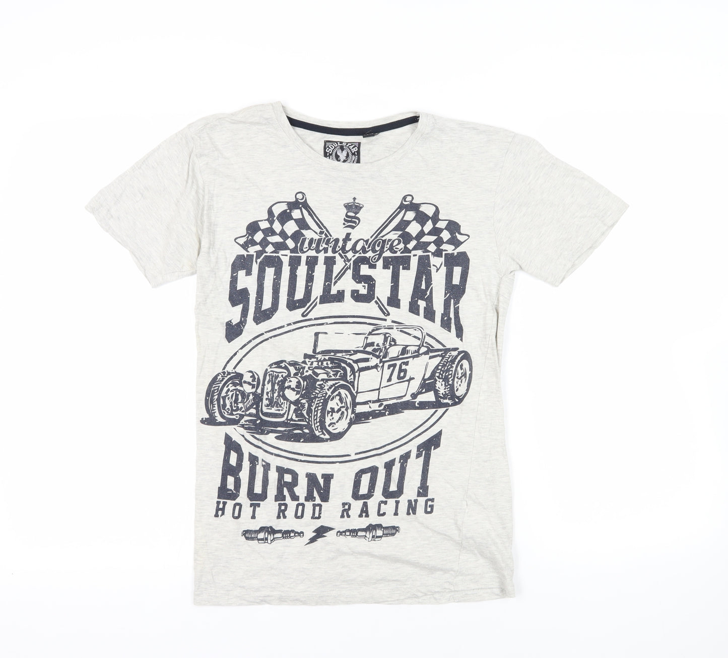 Soul Star White Graphic T-Shirt M Vintage Racing Style