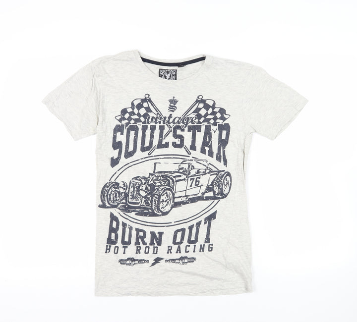 Soul Star White Graphic T-Shirt M Vintage Racing Style
