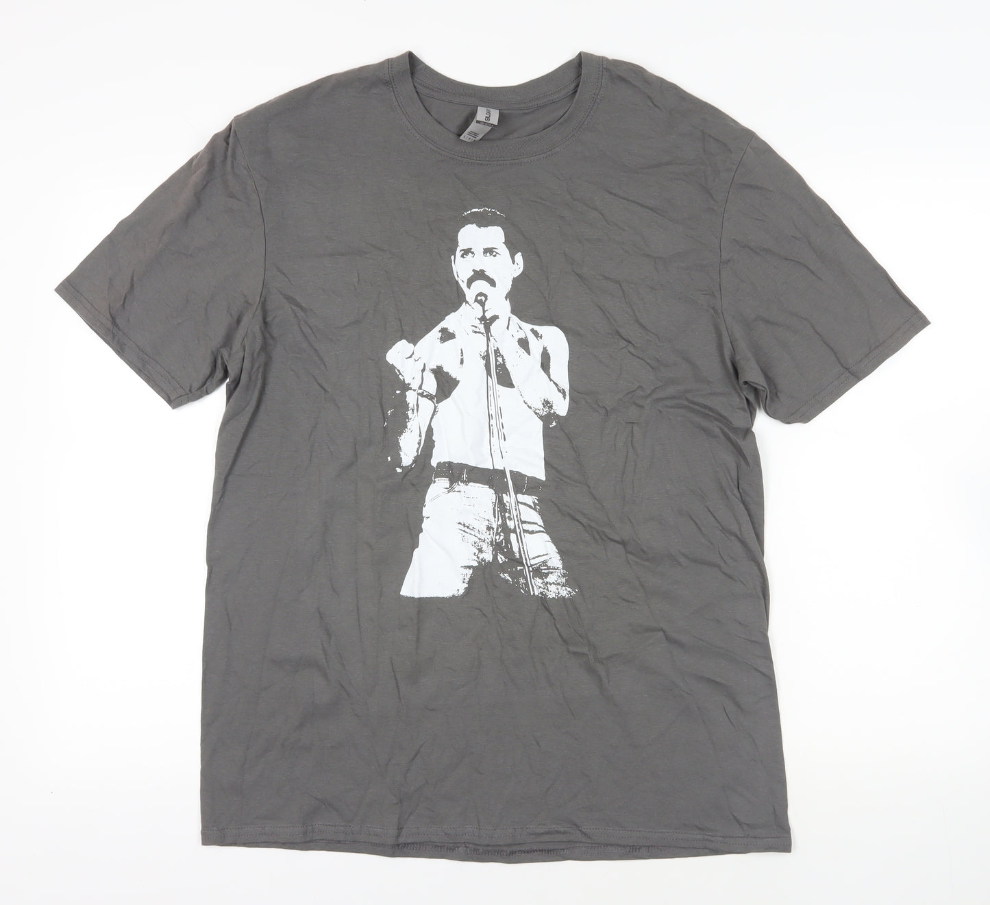 Freddie Mercury Grey T-Shirt, Large, Cotton, Short Sleeve