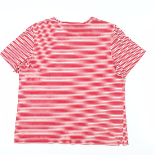 Lands' End Red Striped Crew Neck T-Shirt M