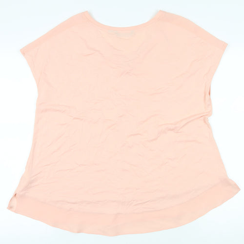 H by Halston Pink V-Neck T-Shirt, Lightweight Stretch