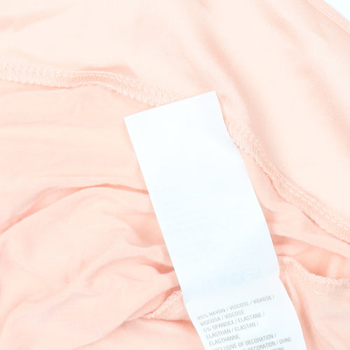 H by Halston Pink V-Neck T-Shirt, Lightweight Stretch