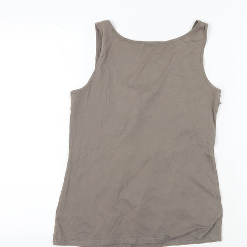 Soaked in Luxury Beige Tank, M, Ruffle Accent, Scoop Neck