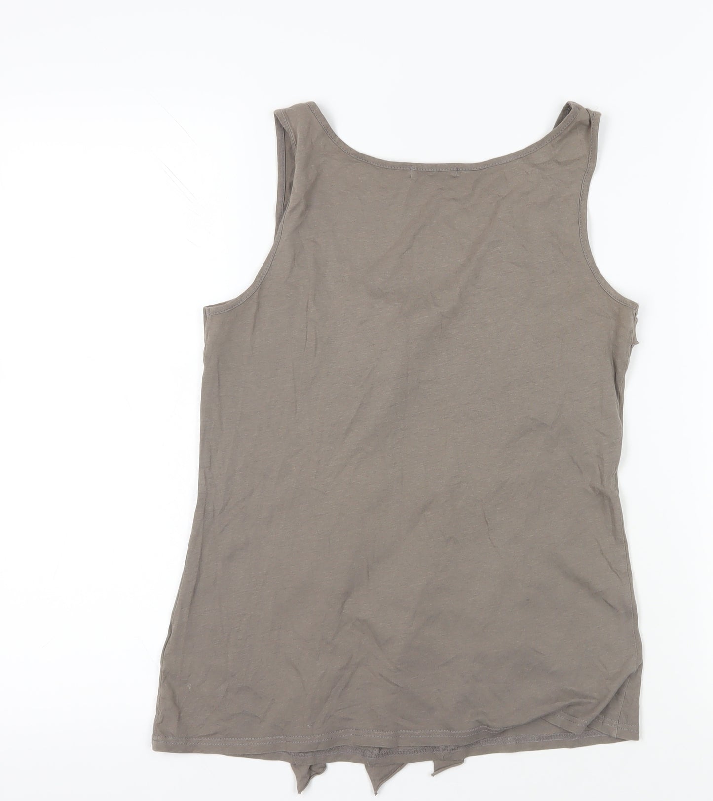 Soaked in Luxury Beige Tank, M, Ruffle Accent, Scoop Neck