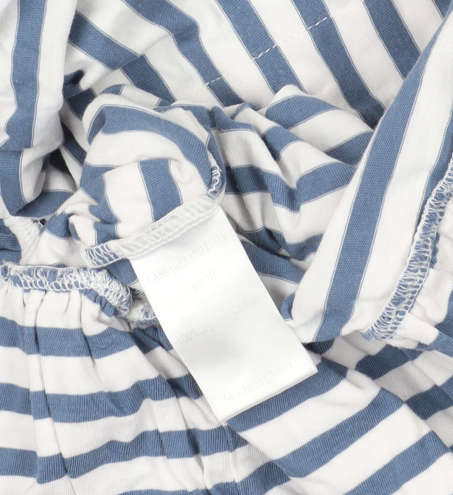 Cabbages & Roses Blue Striped Cotton Blouse S